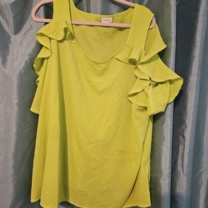 Line green cold shoulder top